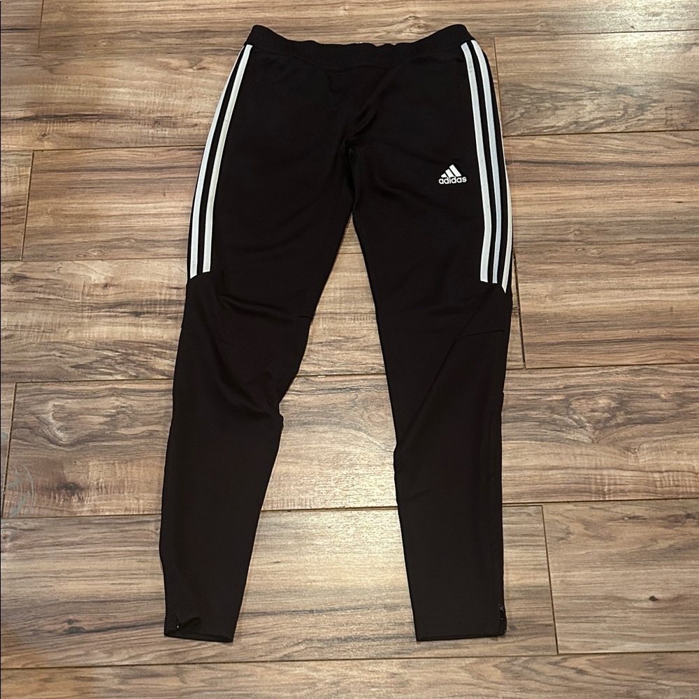 AdidasBlack Joggers with White Stripes
